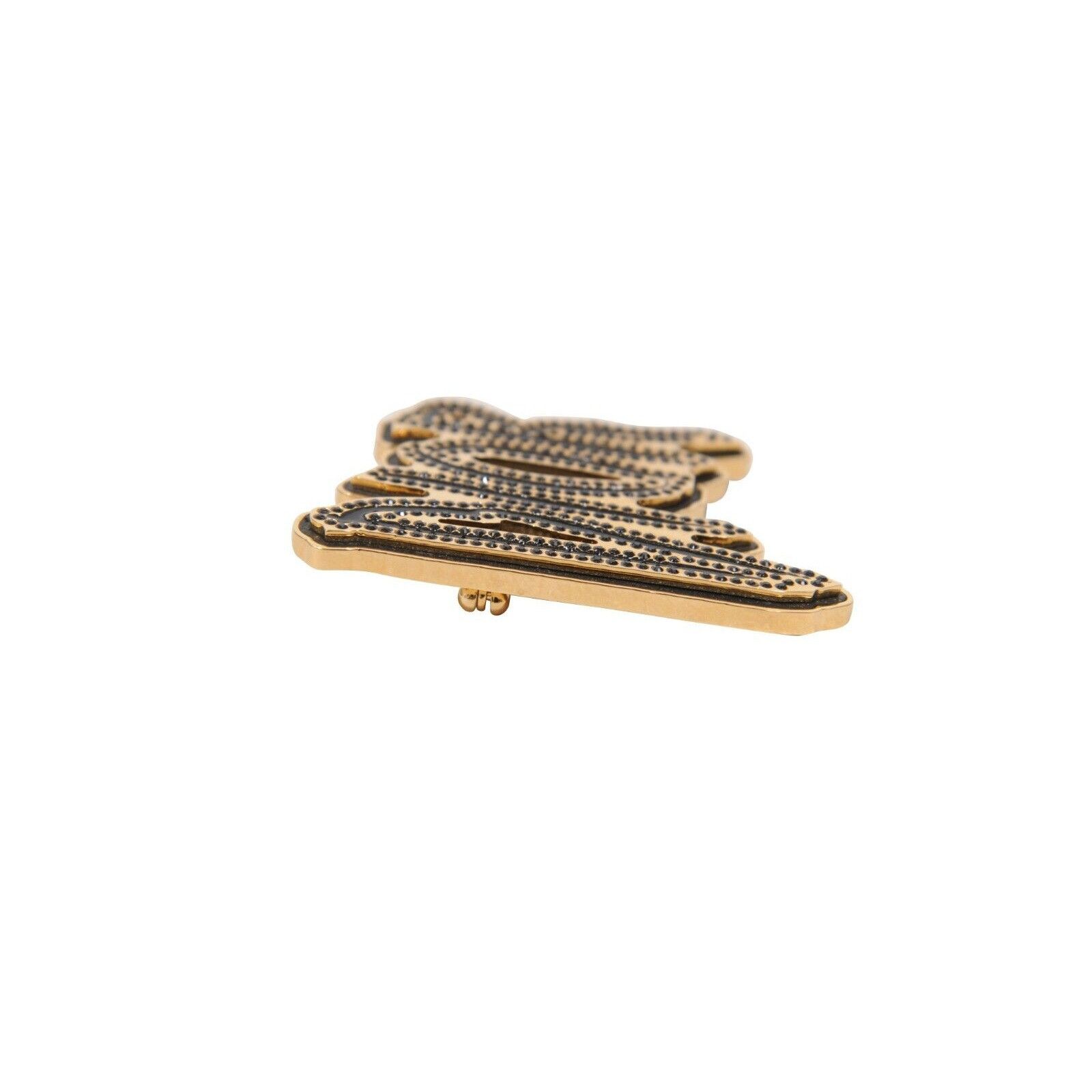 Dior Raymond Pettibon Gold Black Logo Pin Crystal Jacket Brooch Size ONE SIZE - 3 Thumbnail