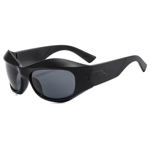 Designer Wrap Around Sunglasses Thick Frame Y2K Sunglasses Punk Hip H Size ONE SIZE - 2 Thumbnail