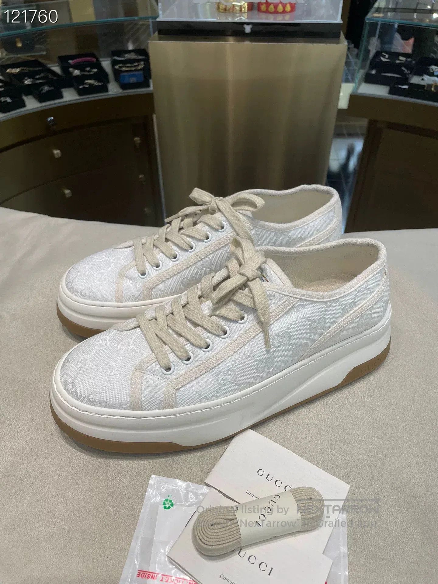 Gucci Gucci White Canvas Double G Thick Sole Shoes. Size US 8 / EU 41 - 2 Thumbnail