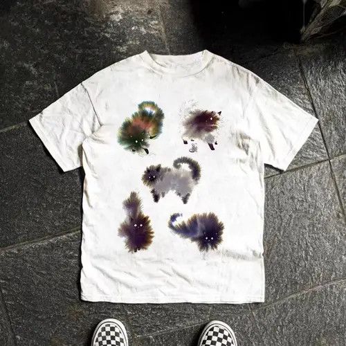 Japanese Brand × Vintage White washed retro cartoon cat print t-shirt Size US M / EU 48-50 / 2 - 3 Thumbnail