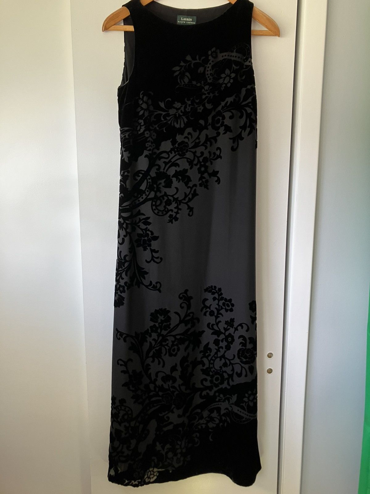 Ralph Lauren Lauren Ralph Lauren Black Burnout Velvet Long Evening Dress Size XL / US 12-14 / IT 48-50 - 2 Thumbnail