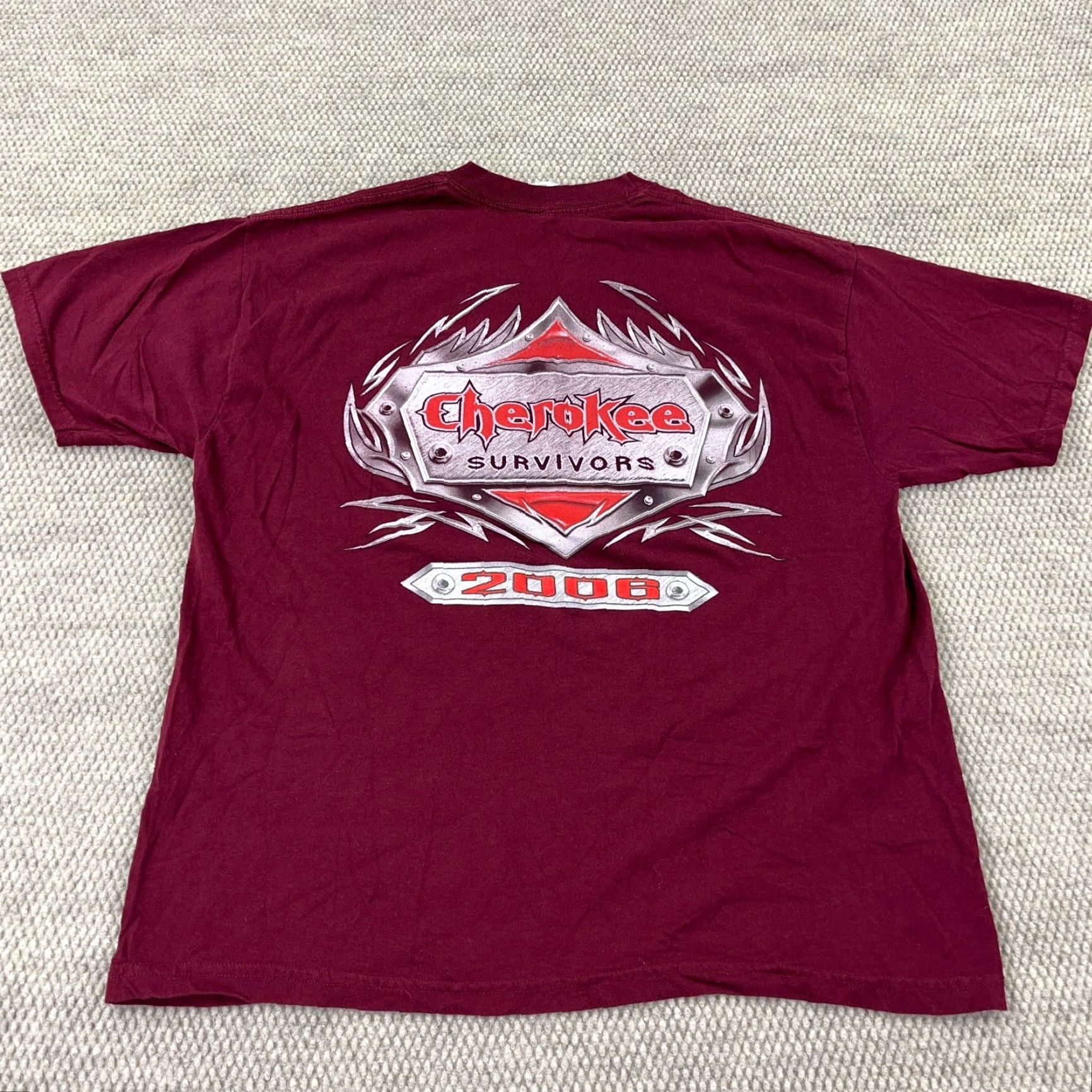 Jerzees Vintage Jerzees T-Shirt Men XL Red Graphic Print Biker Shirt 80s USA Logo Hardwearing Cotton Short Sleeve Crew Neck distressed style? Size US XL / EU 56 / 4 - 6 Thumbnail