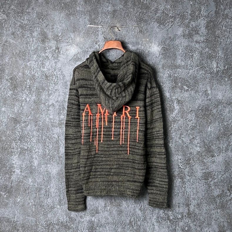 Amiri Amiri Letter Embroidered Hooded Knit Sweater Size US L / EU 52-54 / 3 - 2 Thumbnail