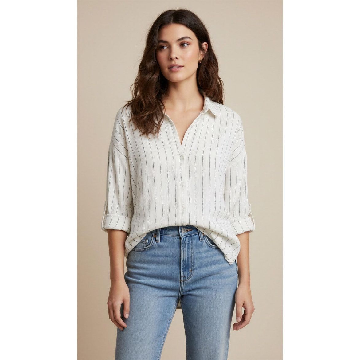 Eileen Fisher Eileen Fisher Tunic Shirt Womens S/M Ivory Button Front Size M / US 6-8 / IT 42-44 - 1 Thumbnail