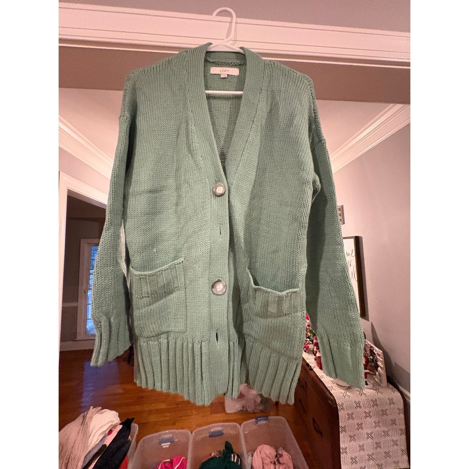 Loft LOFT Women’s Sage Green Chunky Knit Cardigan Size Small Size S / US 4 / IT 40 - 2 Thumbnail