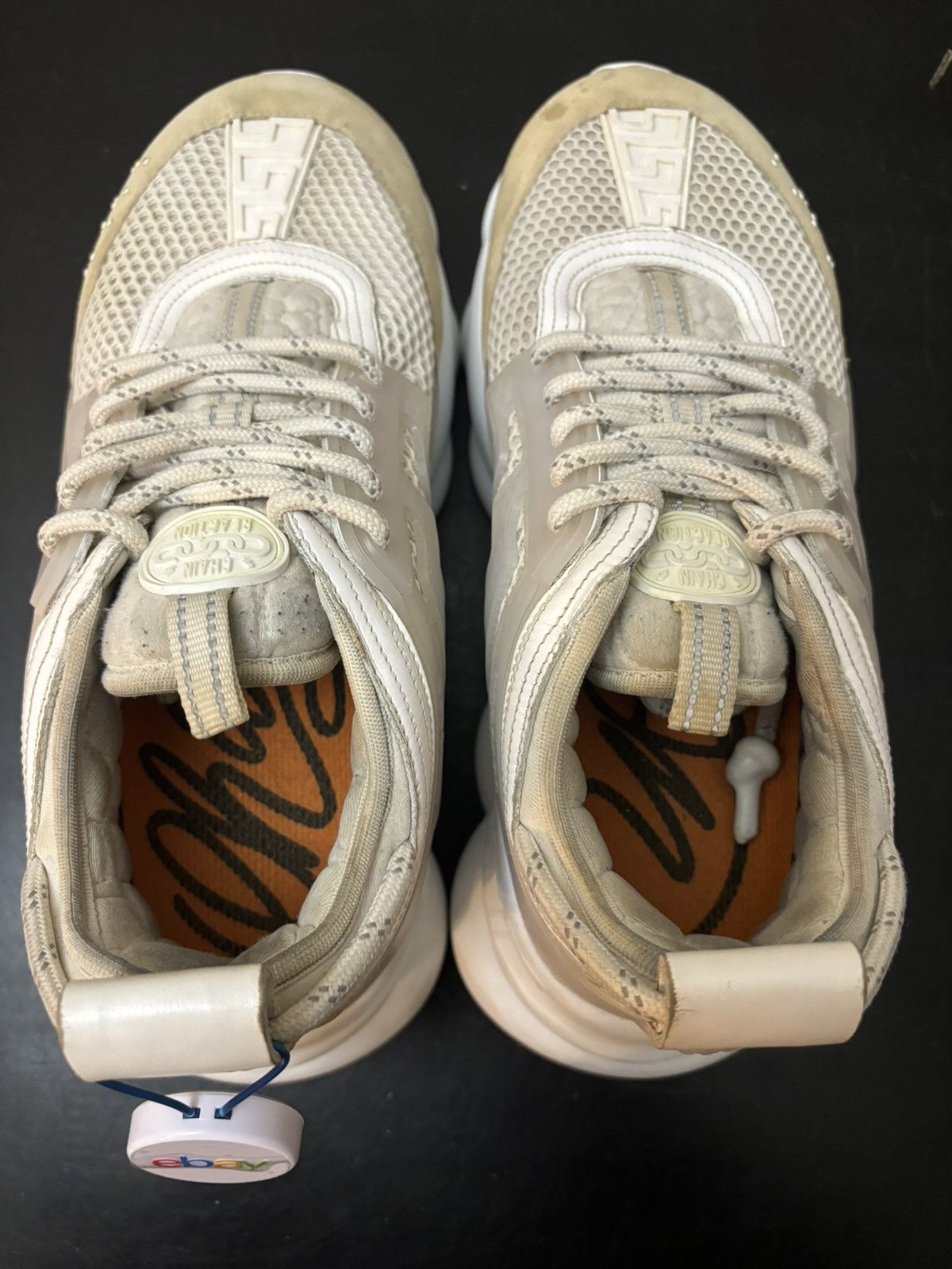 Versace Versace Chain Reaction Suede Sneakers White Size US 7 / EU 40 - 7 Thumbnail