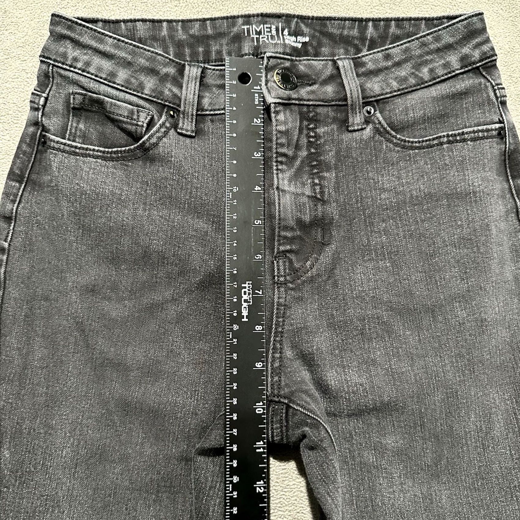 Vintage Time and Tru Jeans Womens Black Skinny Jeans Charcoal Wash Size 4 High Rise EUC Size 27" / US 4 / IT 40 - 6 Thumbnail
