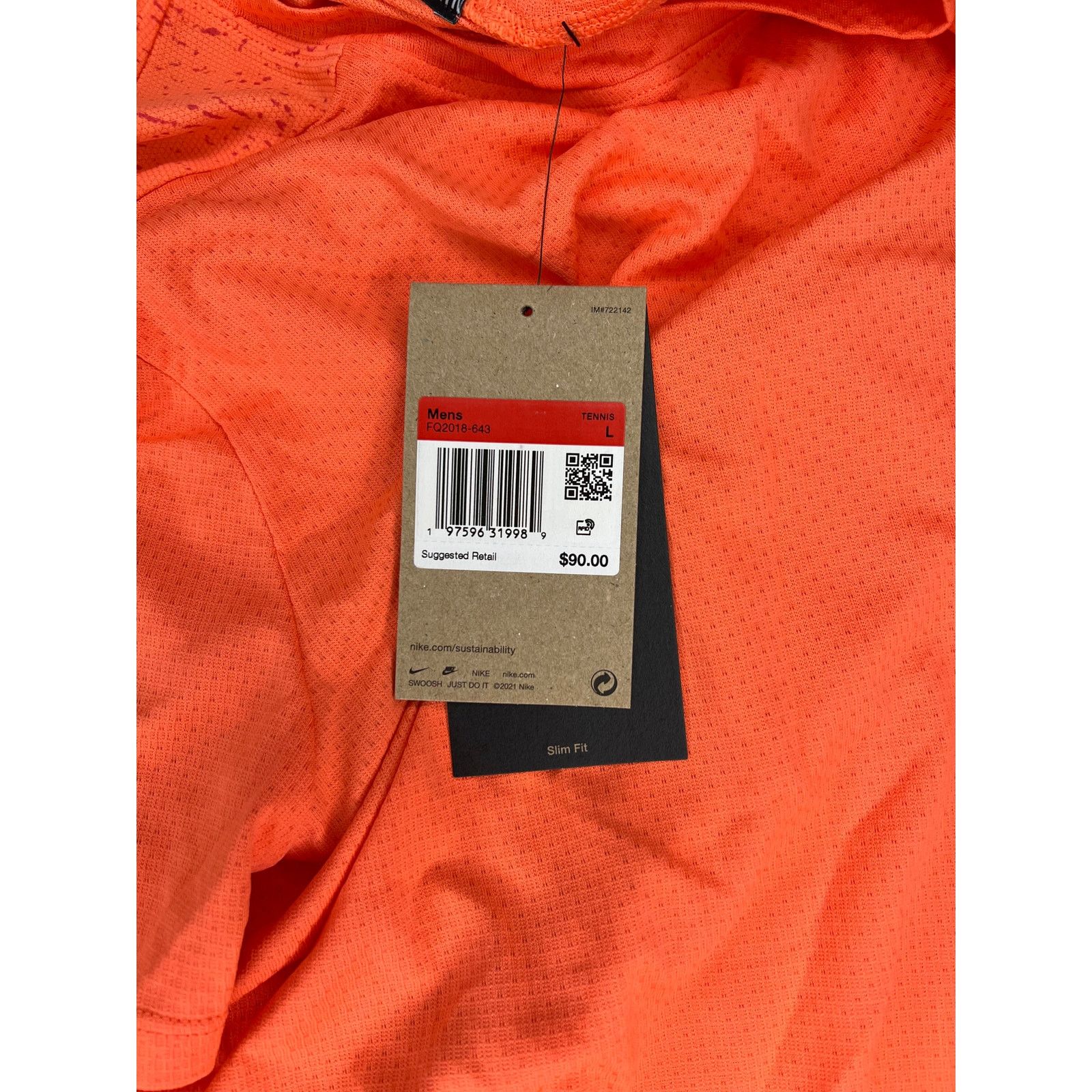 Nike Nike Court Slam Dri-Fit Tennis Shirt Mango Size Large Men's Size US L / EU 52-54 / 3 - 5 Thumbnail