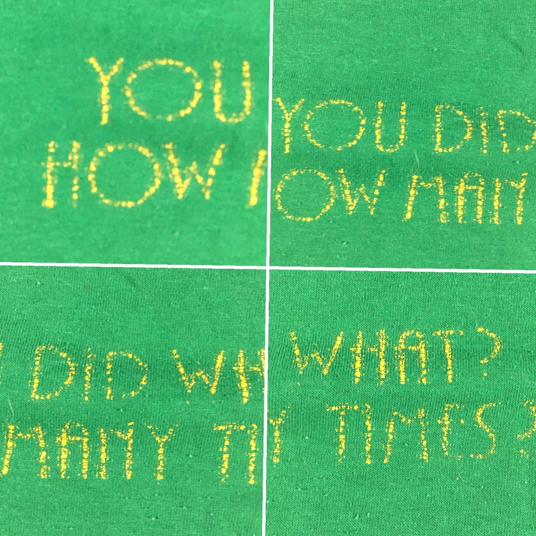 Vintage VINTAGE Gulf Coast Sportswear Prodigious Placer Paper Person/You Did What? How Many Times? M T-Shirt Green 1980s Men Graphic Tee Size US M / EU 48-50 / 2 - 6 Thumbnail