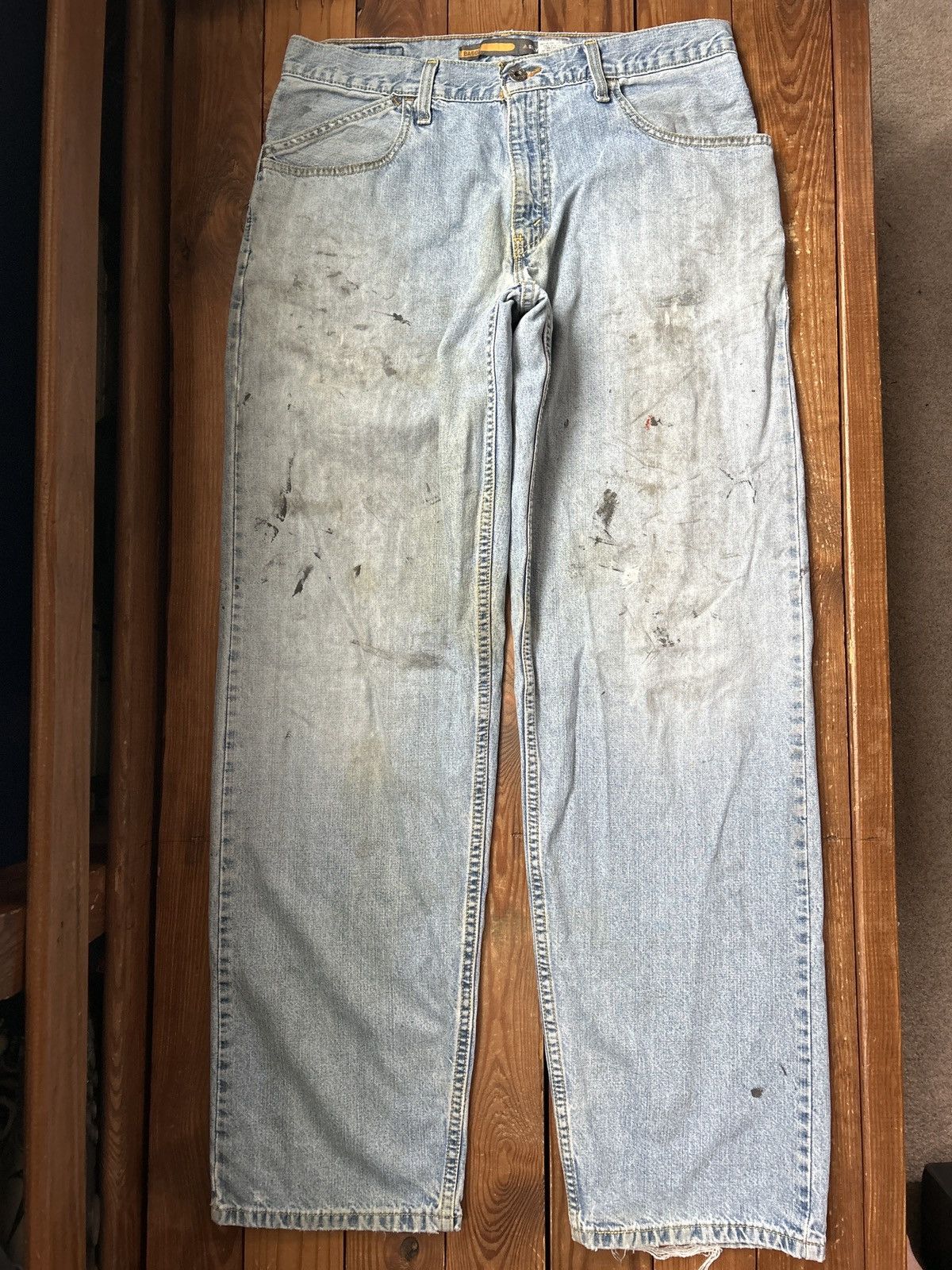 Levi's × Vintage Vintage 90s Y2K Levi’s Silver Tab Baggy Painted Blue Jeans Size US 32 / EU 48 - 1 Thumbnail