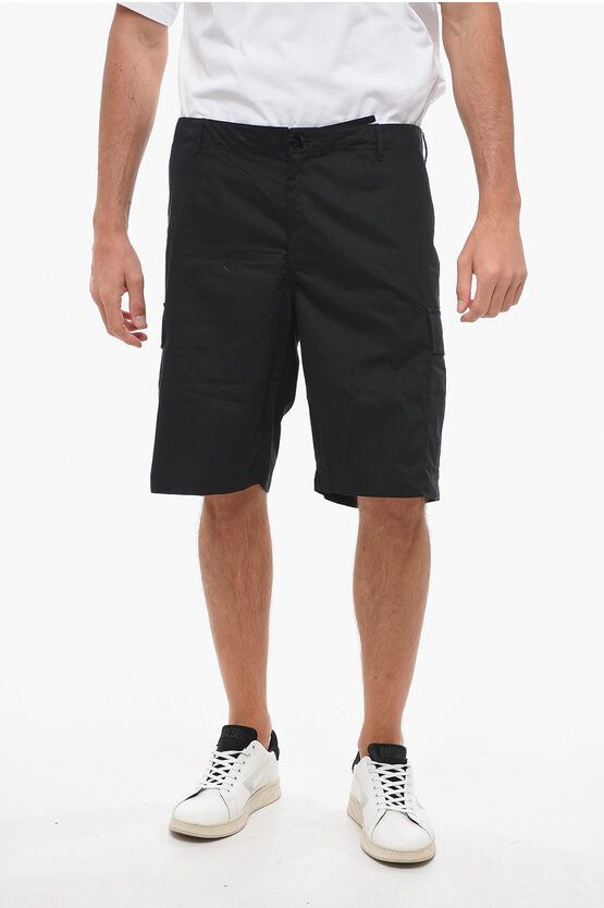 image of Kenzo Cargo Shorts With Logo Patch in Black, Men's (Size 30)