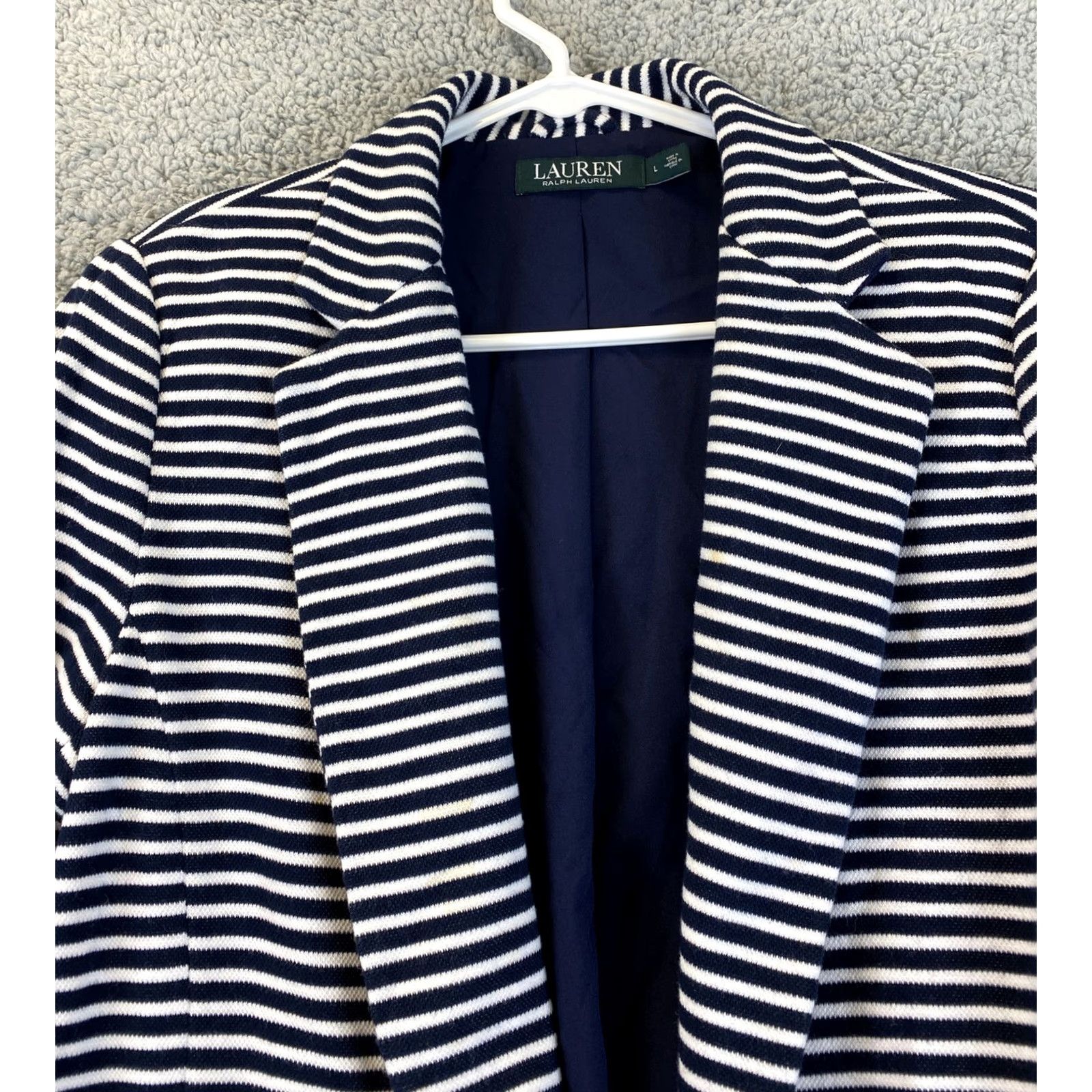 Ralph Lauren Ralph Lauren Blazer Jacket Women L Striped Button Lined 3/4 Sleeve Black White Peter Pan Collar Size L / US 10 / IT 46 - 2 Thumbnail