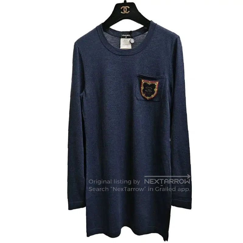 Chanel Chanel Navy Wool Long Sleeve Dress . Size S / US 4 / IT 40 - 2 Thumbnail