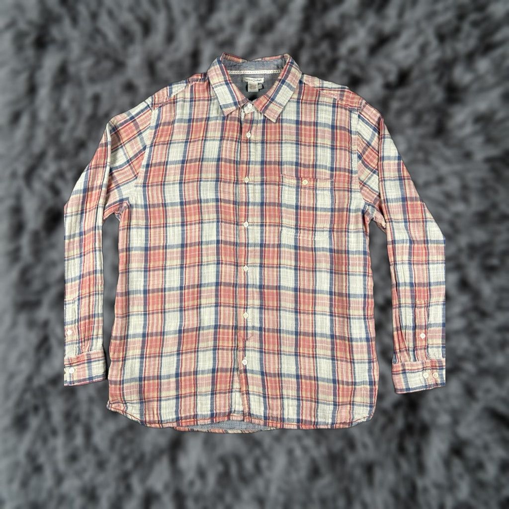 Carbon Carbon 2 Cobalt Shirt Long Sleeve Button-Up Plaid Red Men L Chambray 100% Cotton Button Regular Adult Mens Size US L / EU 52-54 / 3 - 1 Thumbnail