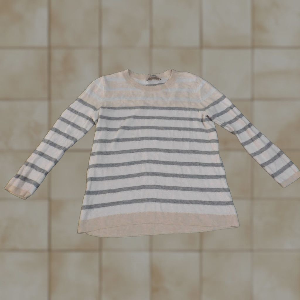 Loft LOFT Sweater Shirt Womens Medium White Striped Crew Neck Pullover Cotton Knit Colorful Modern Modern Casual Size M / US 6-8 / IT 42-44 - 1 Thumbnail