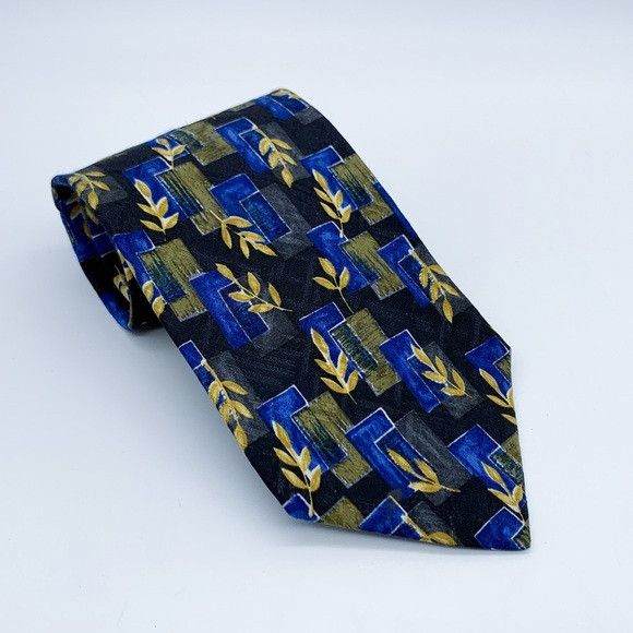 Hugo Boss Hugo Boss Geometric Blue and Gold Tie Size ONE SIZE - 1 Thumbnail