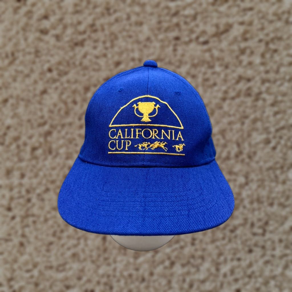 Vintage Blue Cotton Snapback Hat - California Cup Horse Racing - Adjustable One Size - Mens Size ONE SIZE - 1 Thumbnail