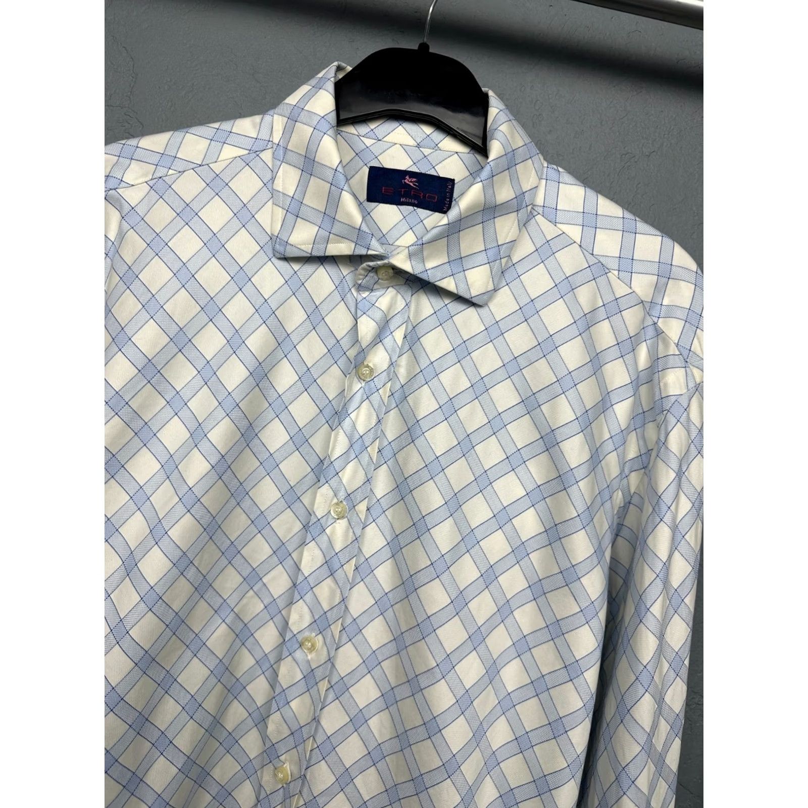 Etro ETRO Milano Mens Long Sleeve Shirt XL Blue Cotton Button-Up Shirt Mens XL Blue ETRO Milano Long Sleeve Shirt XL - Men Size US XL / EU 56 / 4 - 2 Thumbnail