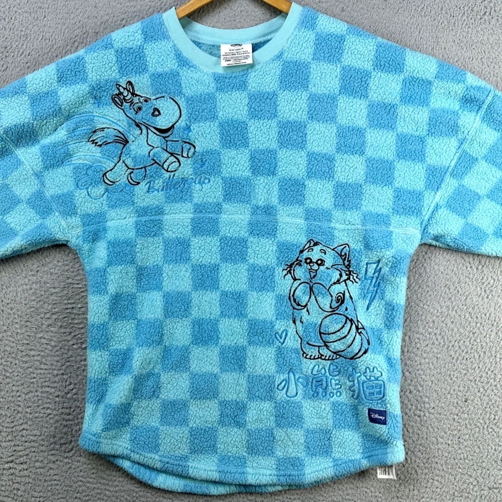 Disney Disney Spirit Jersey Sweatshirt Pullover Womens Small Blue Check Pixar Fuzzy Size S / US 4 / IT 40 - 3 Thumbnail