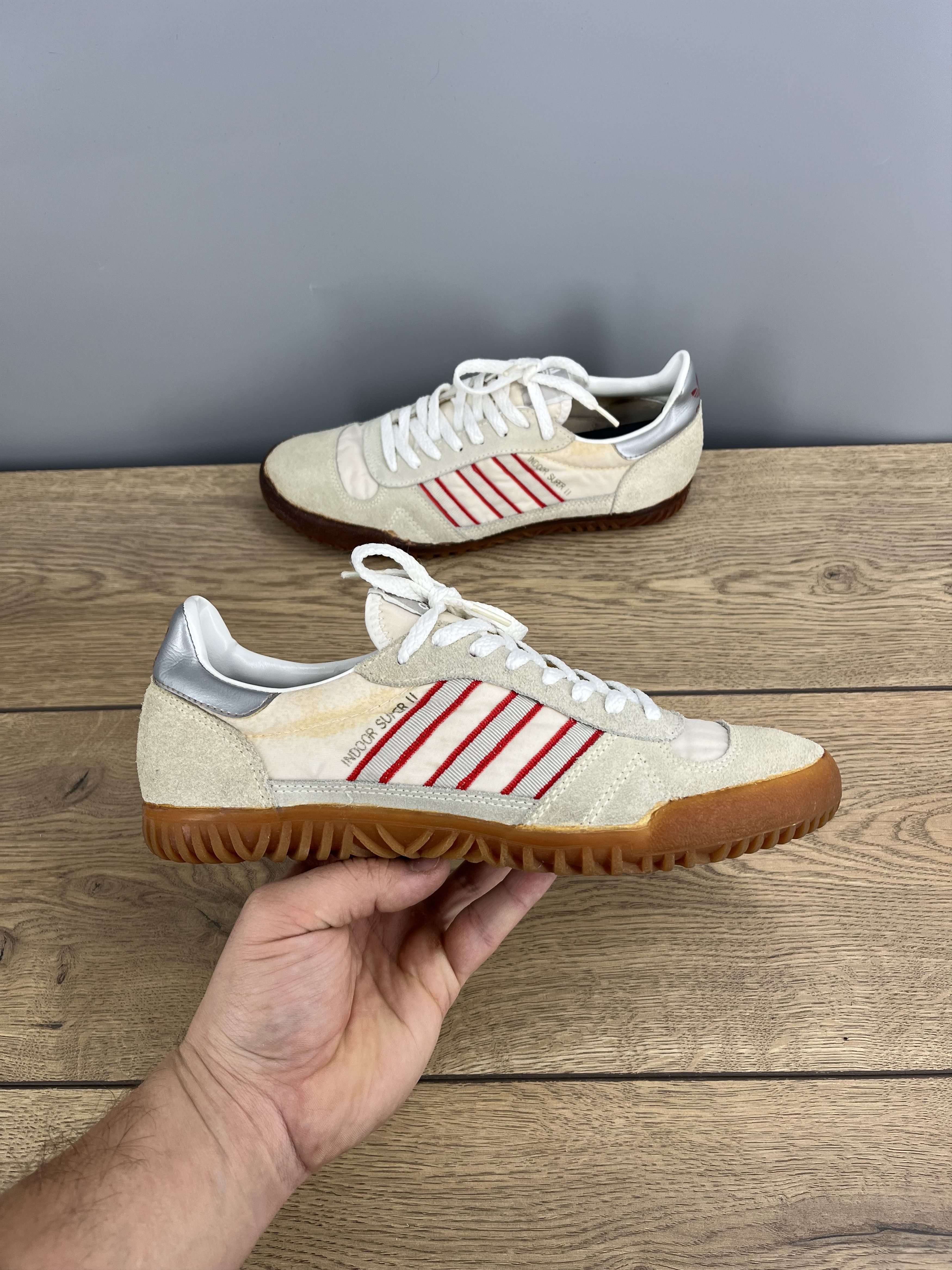 Adidas adidas Indoor Super II Vintage Suede Sneakers Cream Red Size US 7 / IT 37 - 8 Thumbnail