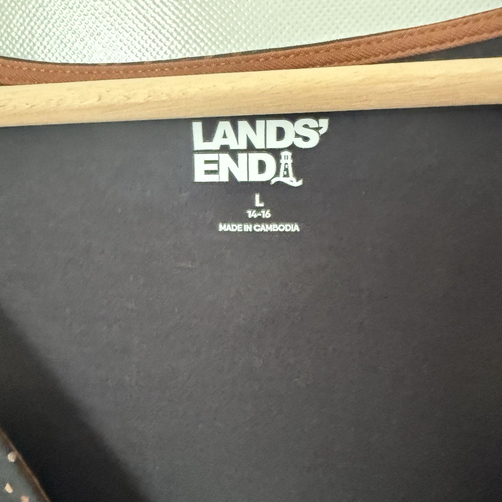 Lands' End Lands' End Lightweight Jersey Black Terrazzo Dot Button Top Size L / US 10 / IT 46 - 3 Thumbnail