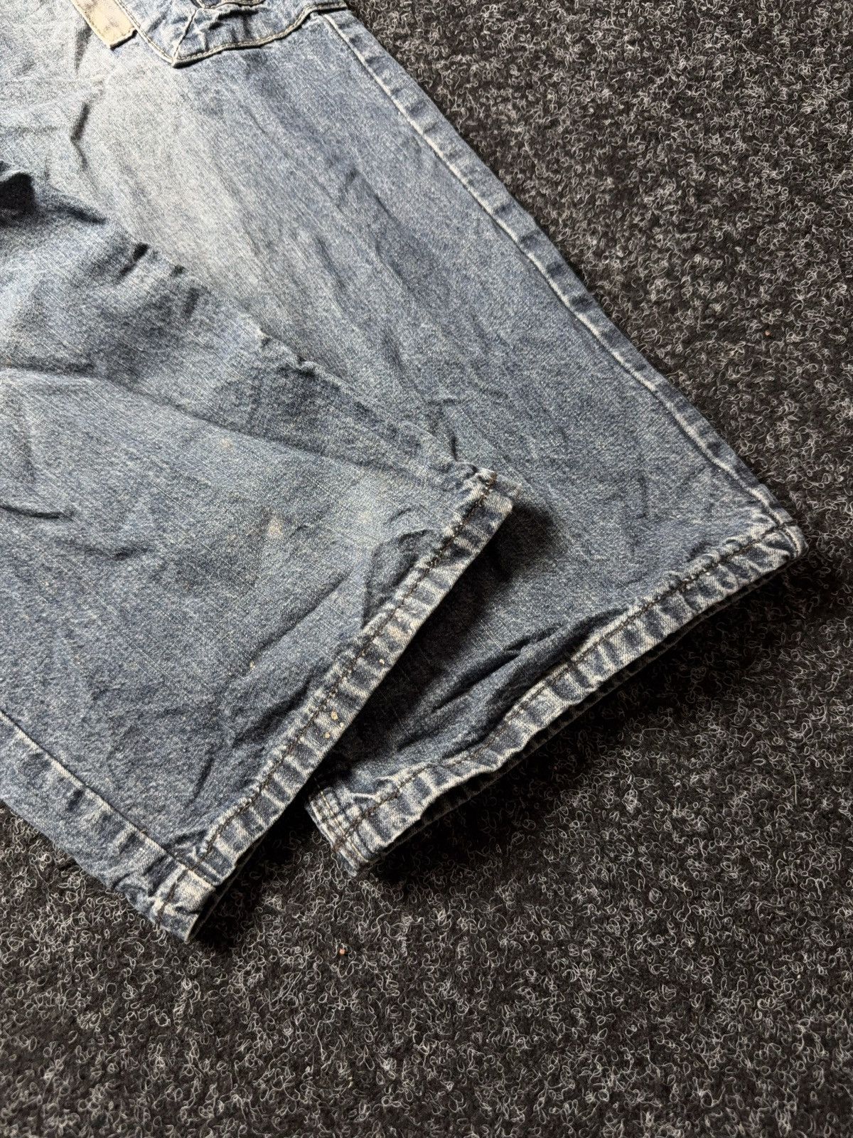 Japanese Brand Vintage 00s Denim Cargo Jeans Y2K Distressed Workwear Baggy Size US 31 - 4 Thumbnail