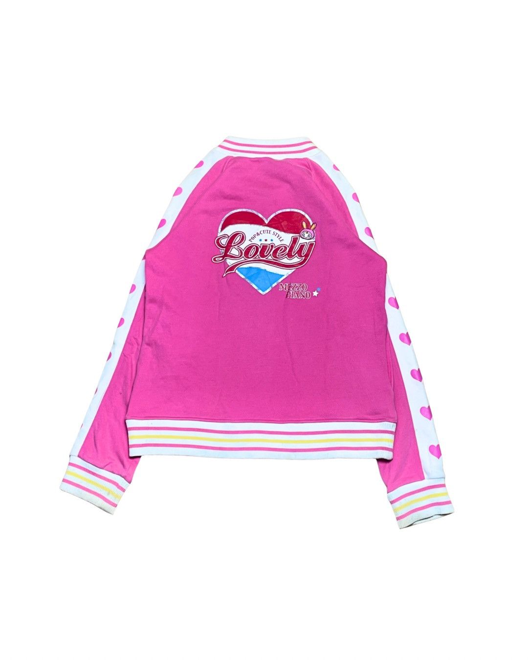 Japanese Brand Mezzo Piano "Pop-Star" Heart-Sleeve Varsity Track Jacket Size S / US 4 / IT 40 - 2 Thumbnail