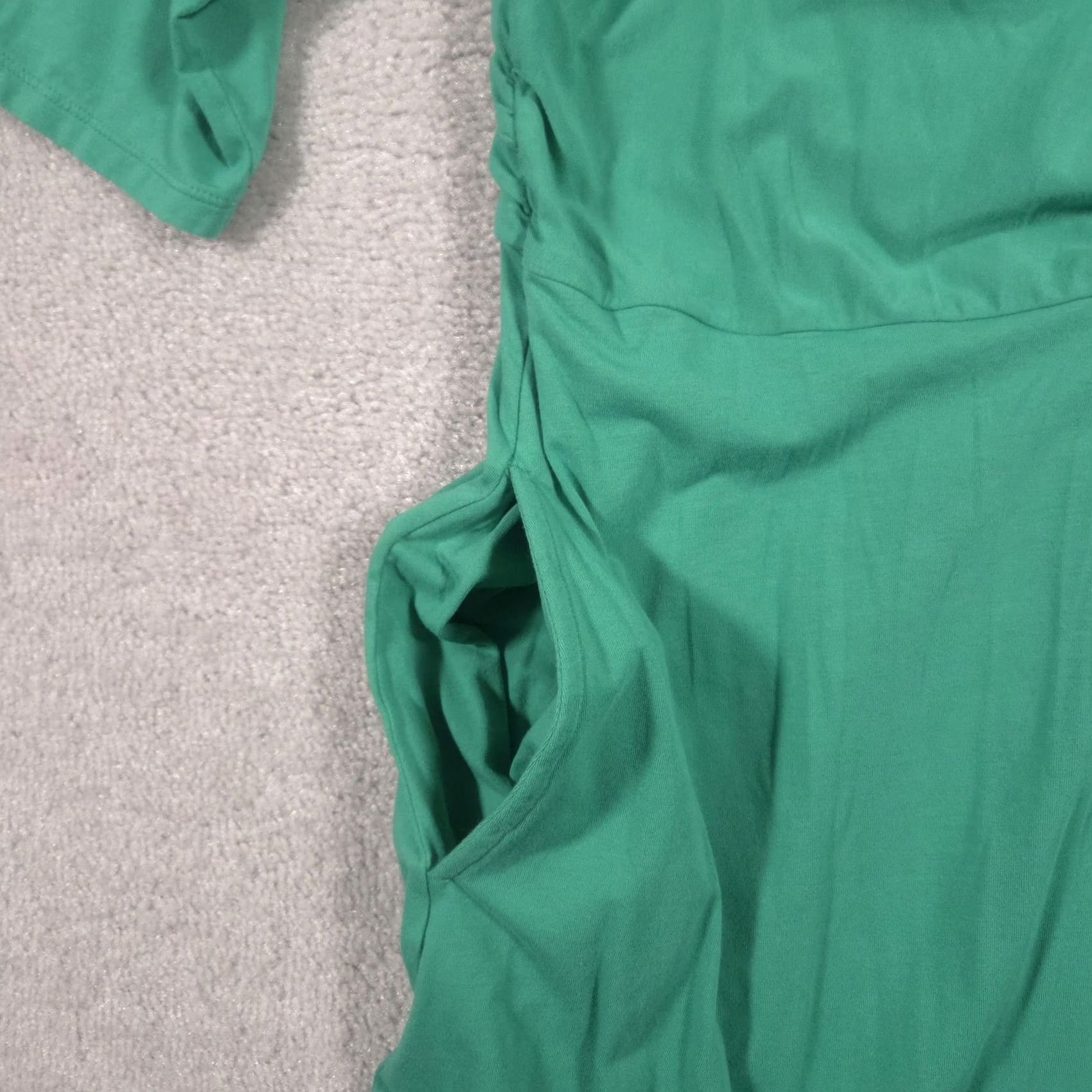 Lands' End Lands' End Dress Womens 2X Green V-Neck 3/4 Sleeve Jersey Pockets A-Line Size XXL / US 16-18 / IT 52-54 - 4 Thumbnail