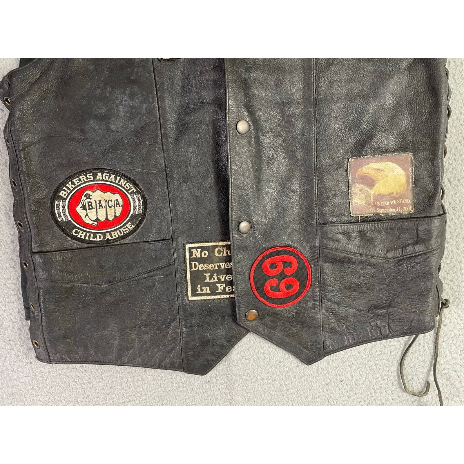 Fmc Vintage FMC Leather Biker Vest Size 40 Patched Sturgis Size US M / EU 48-50 / 2 - 6 Thumbnail