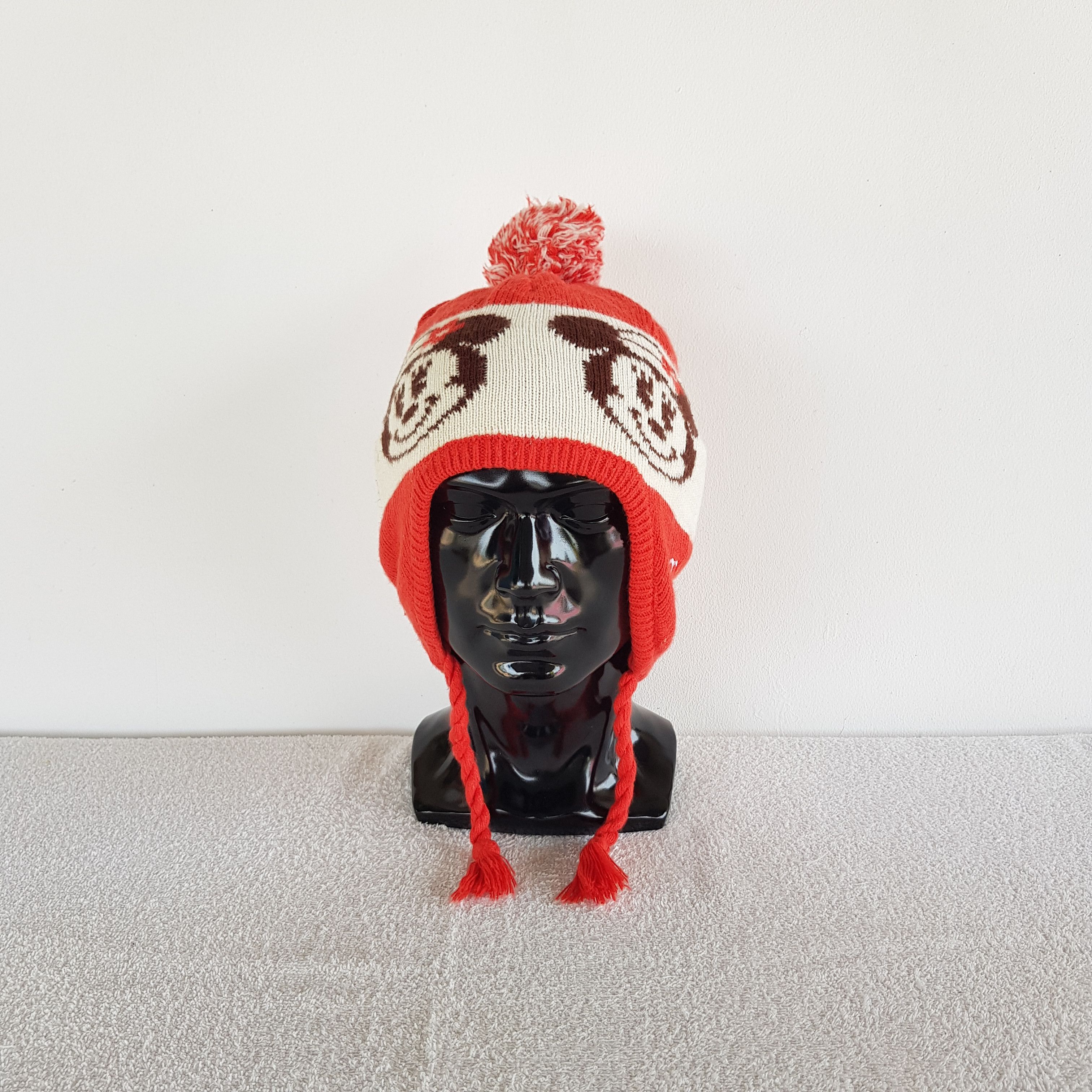 Disney Vintage Mickey Mouse Earflap Beanie Y2K Knit Snow Caps Hats Size ONE SIZE - 2 Thumbnail