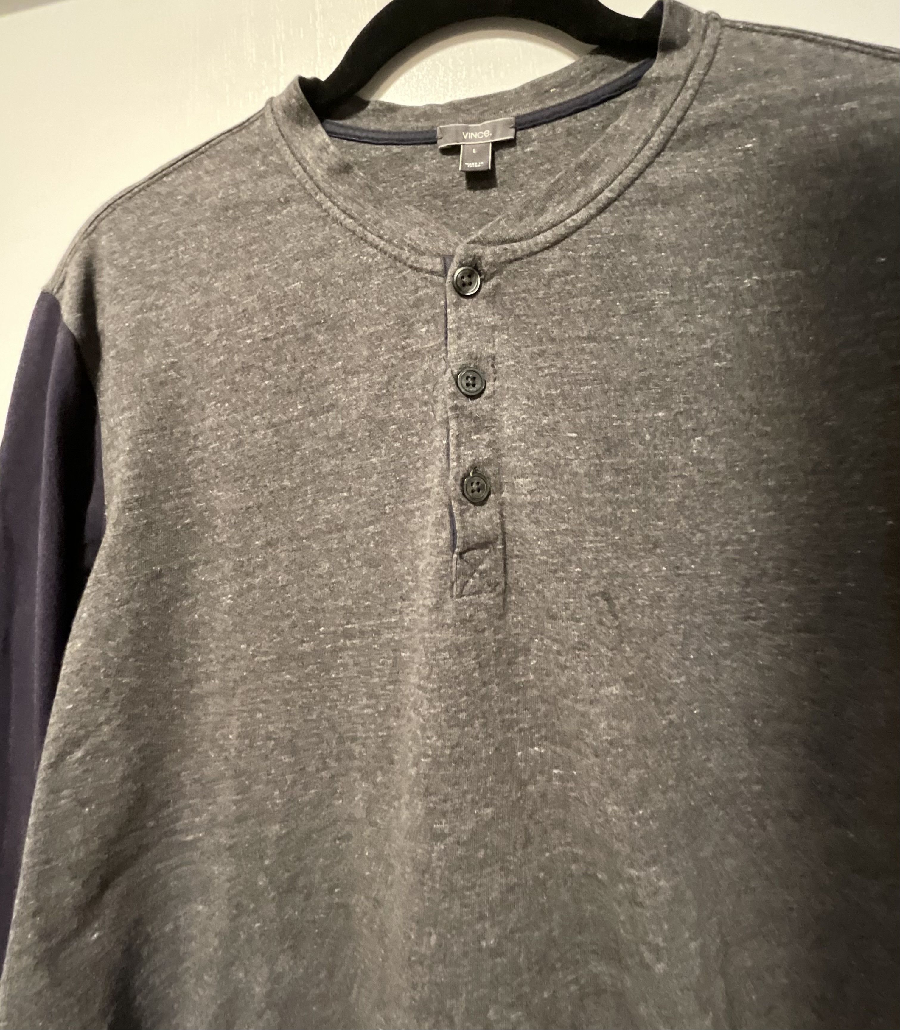 Vince Vince Long Sl Dark Gray/Black Henley Large Size US L / EU 52-54 / 3 - 3 Thumbnail