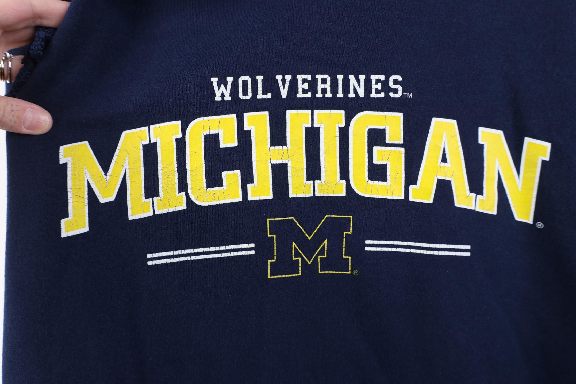 Vintage Vintage 90s University of Michigan Hoodie Sweatshirt Blue Size US L / EU 52-54 / 3 - 5 Thumbnail
