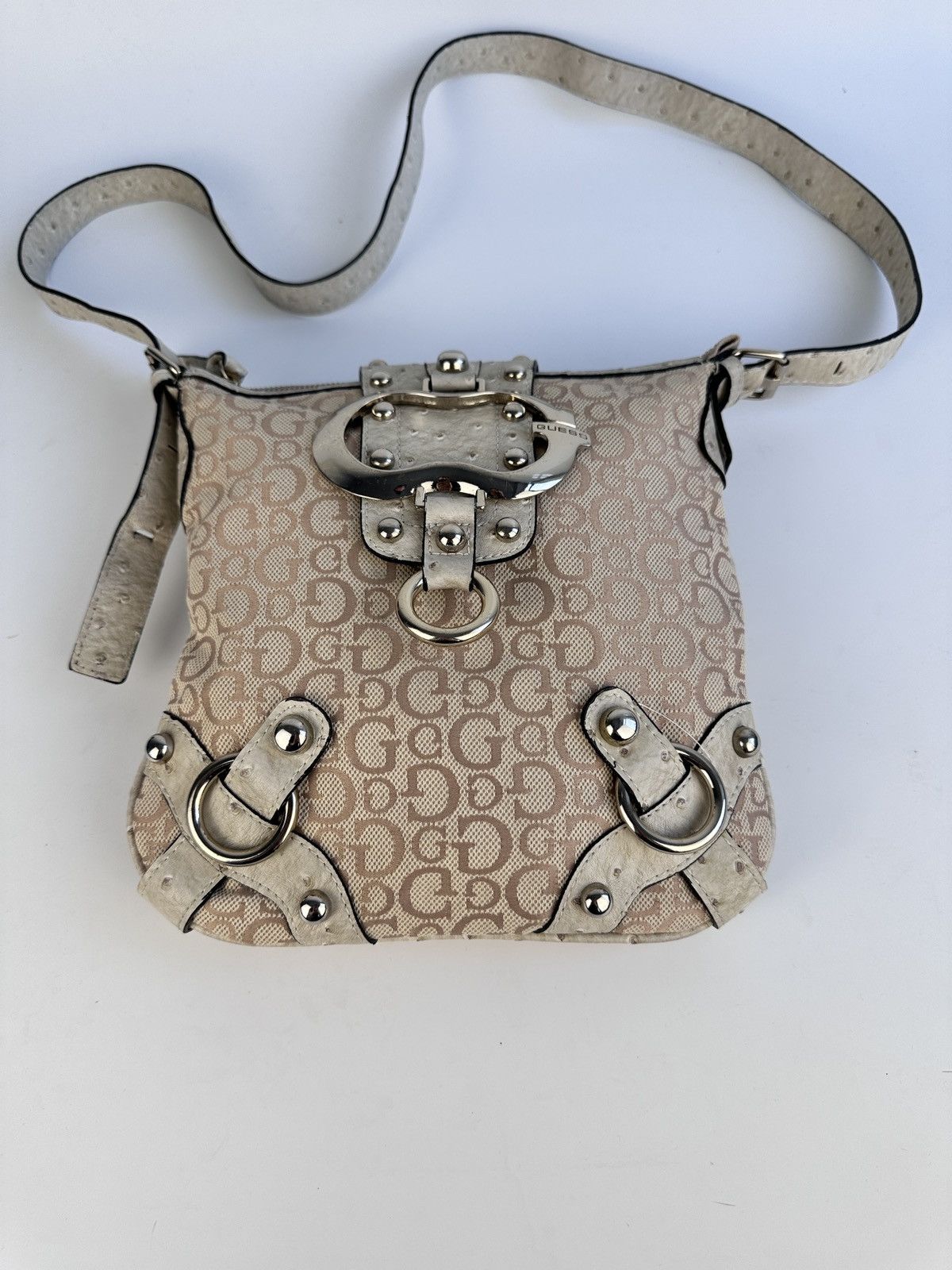 Guess Guess Vintage Monogram Shoulder Bag Logo Print Studded Y2K Size ONE SIZE - 2 Thumbnail