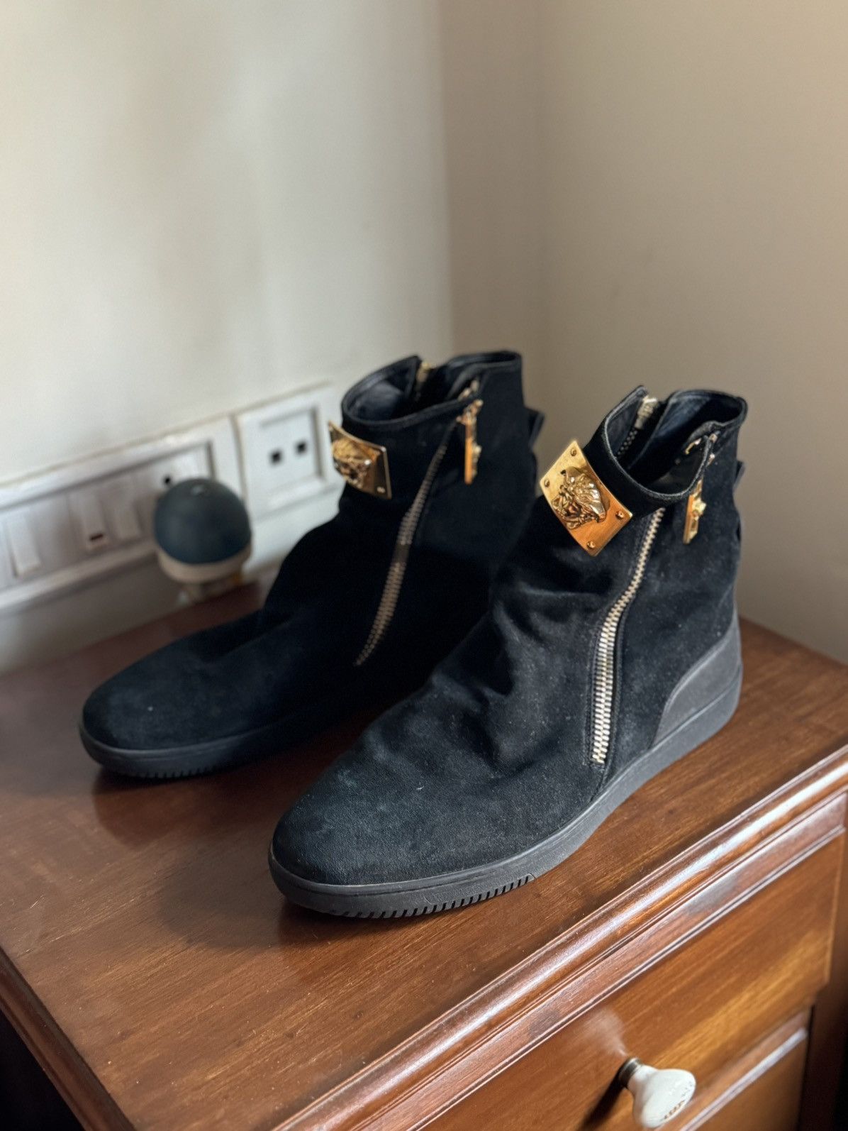 Versace Black Suede Versace Boots Size US 12 / EU 45 - 3 Thumbnail