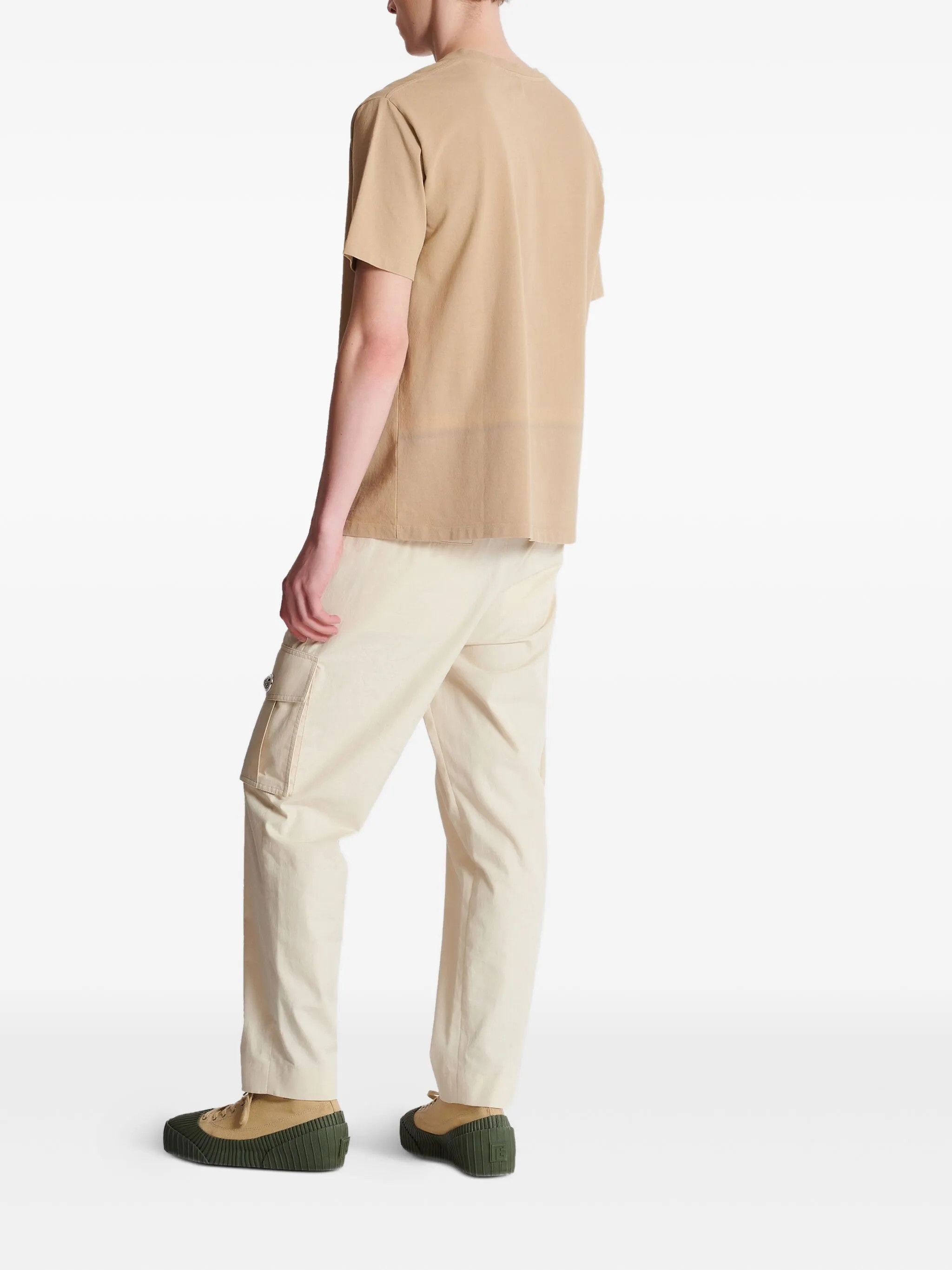 Balmain o1loc1c0526 Médaille-Embroidered T-Shirt in Camel Brown Size US XL / EU 56 / 4 - 3 Thumbnail