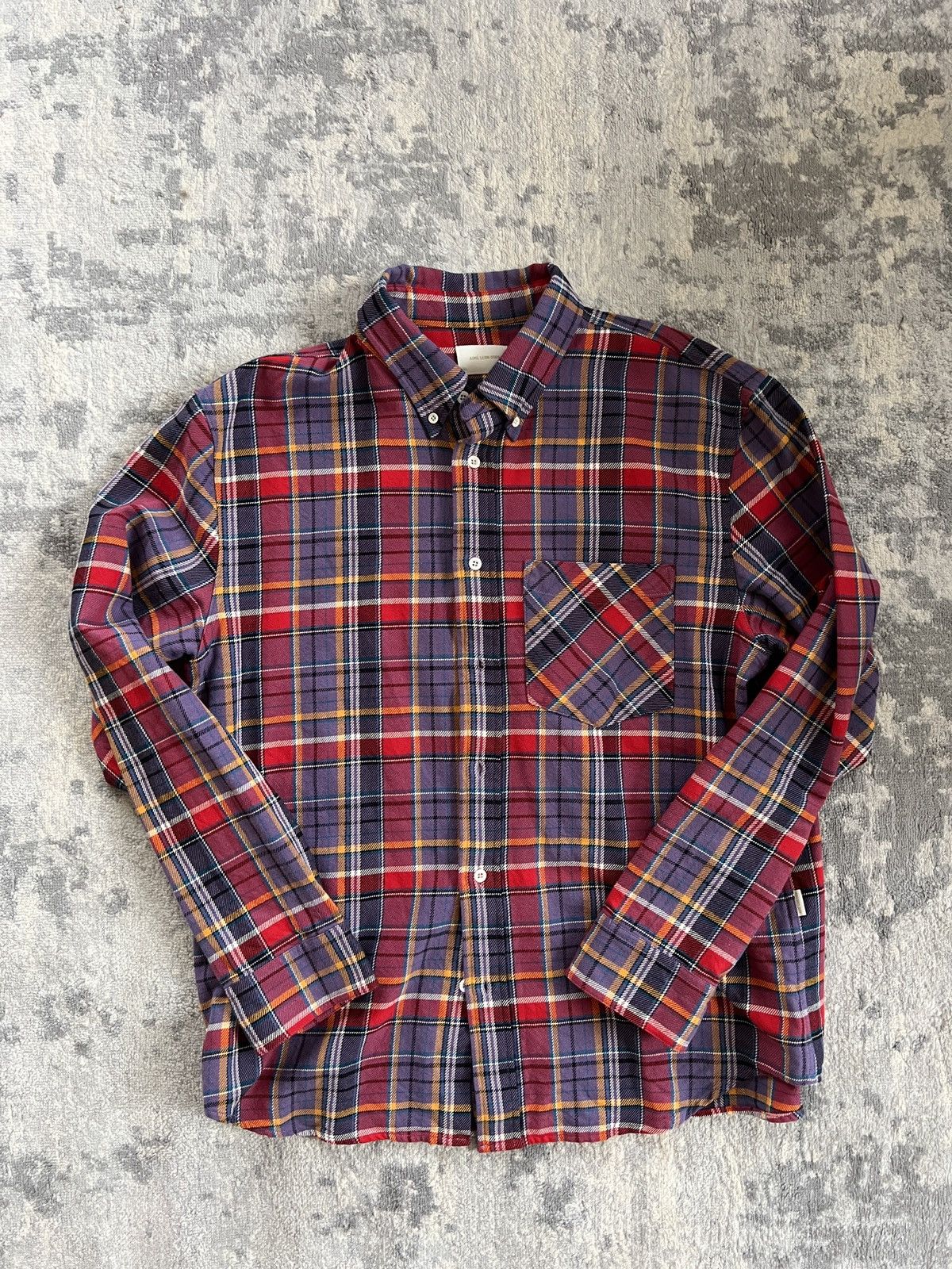 image of Aime Leon Dore Purple Plaid Flannel Shirt, Men's (Size XL)