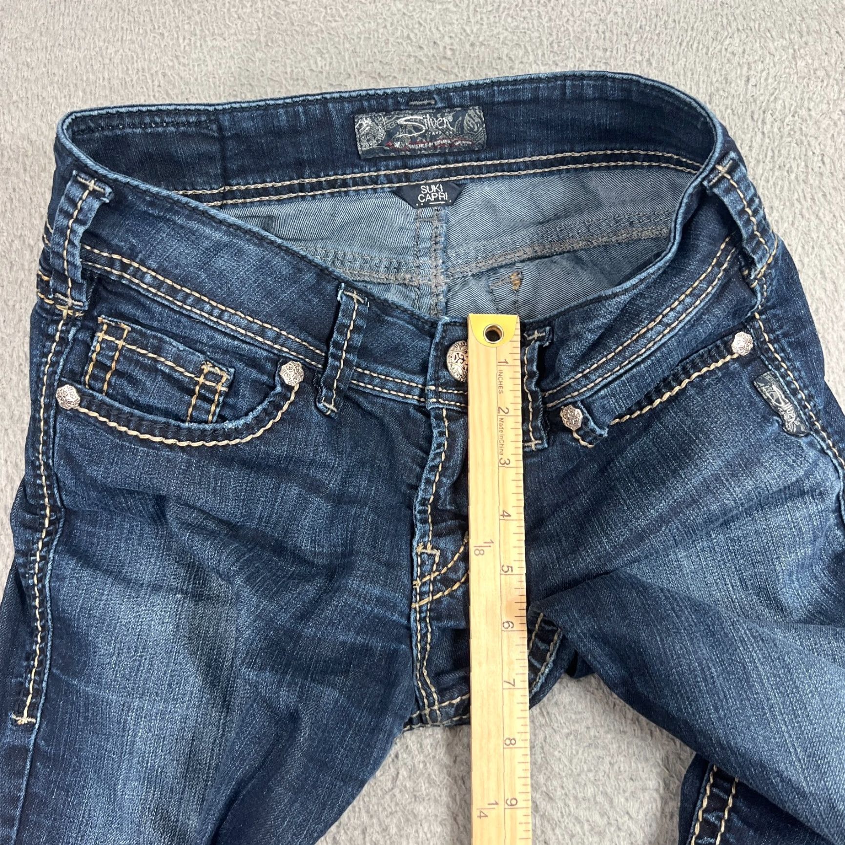Silver Jeans Co. Silver Jeans Jeans Womens 26 Suki Capri Medium Wash Low Rise Thick Stitch Straight Leg Blue Size 26" / US 2 / IT 38 - 4 Thumbnail