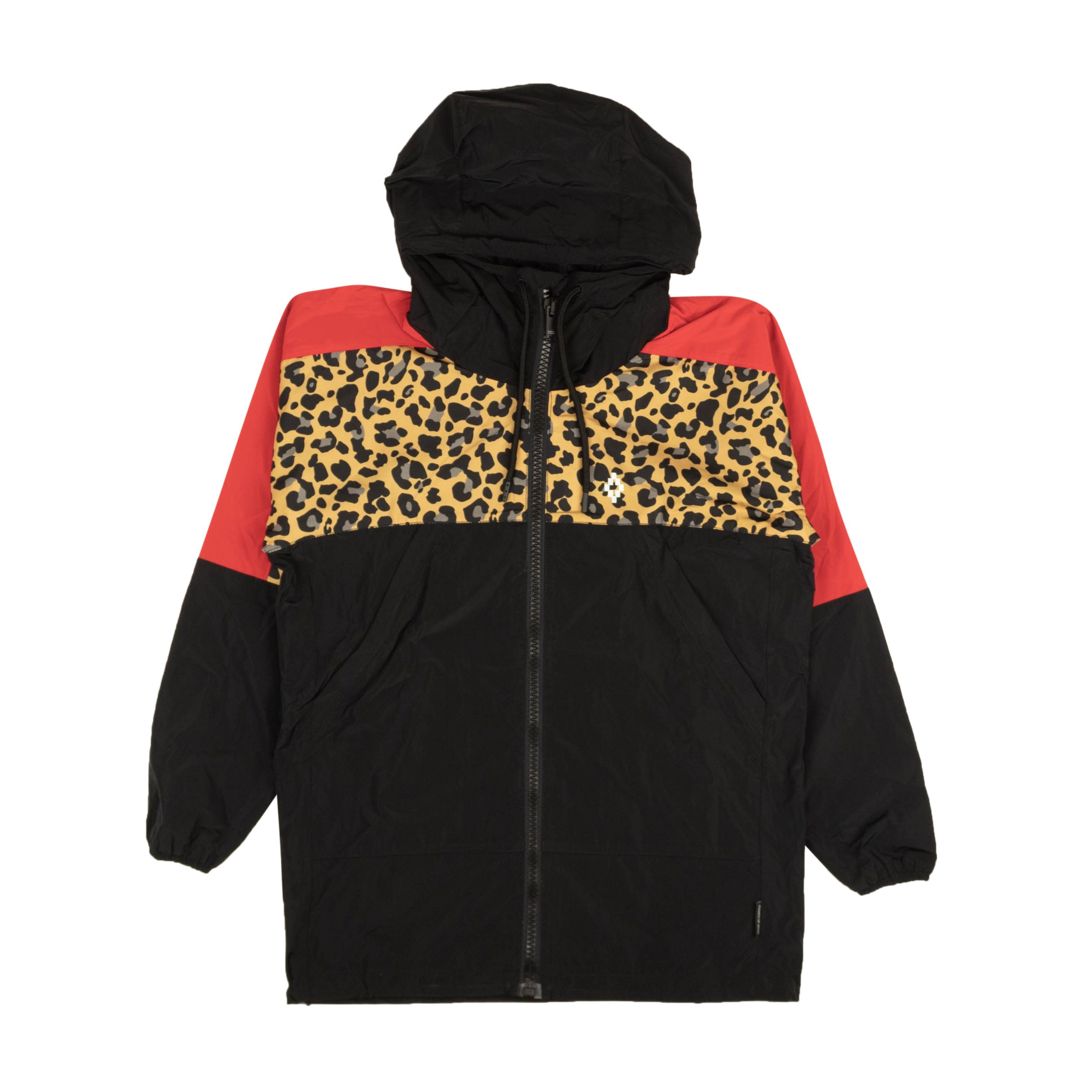 image of Marcelo Burlon Black/red Leopard Windbreaker Size Xs, Women's