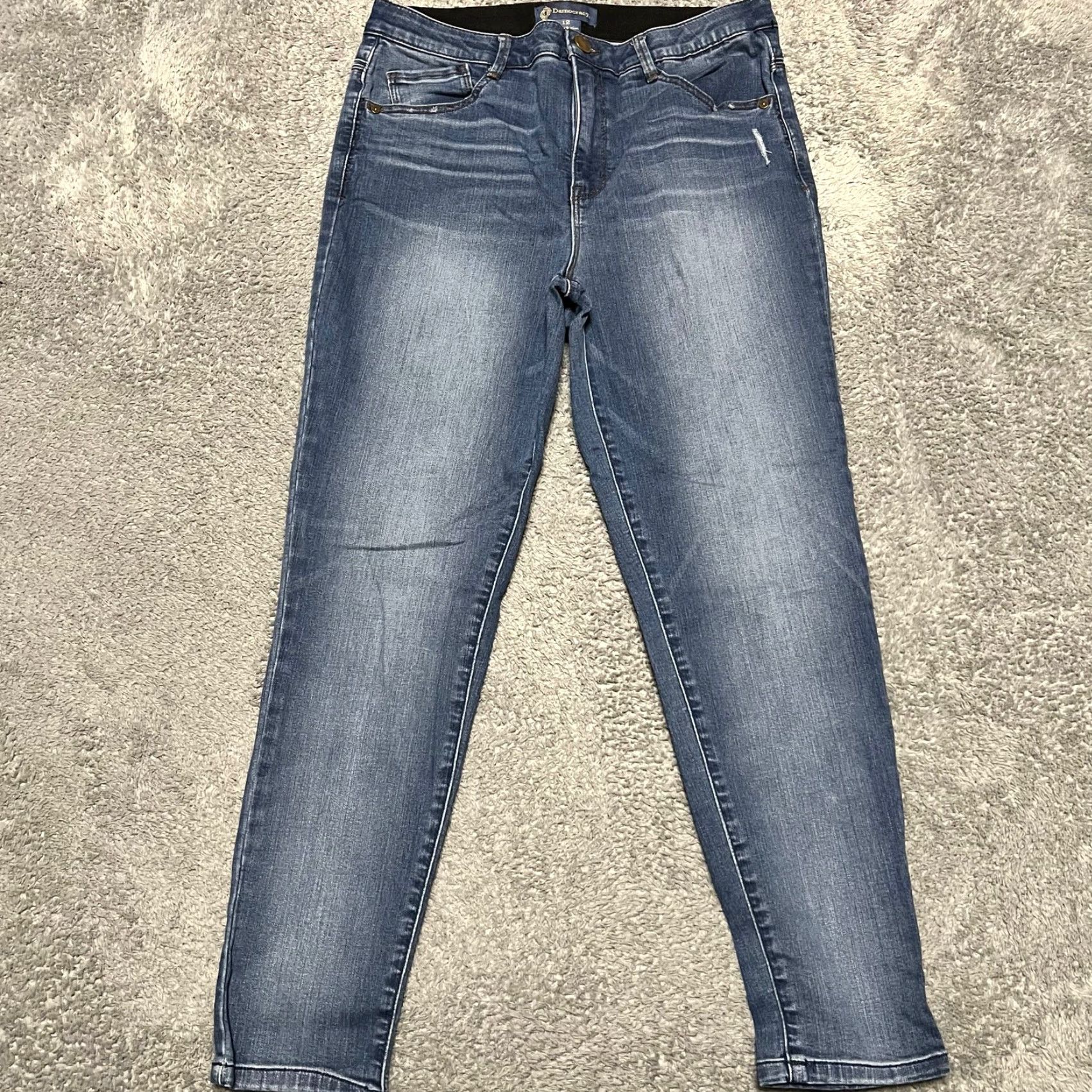 Vintage Democracy Jeans Womens 12 Ankle Denim Blue High Rise 33x27 Pants Regular Size 12 Womens Jeans Blue Denim Pants Ankle Stretch Women Size 34" / US 12 / IT 48 - 2 Thumbnail
