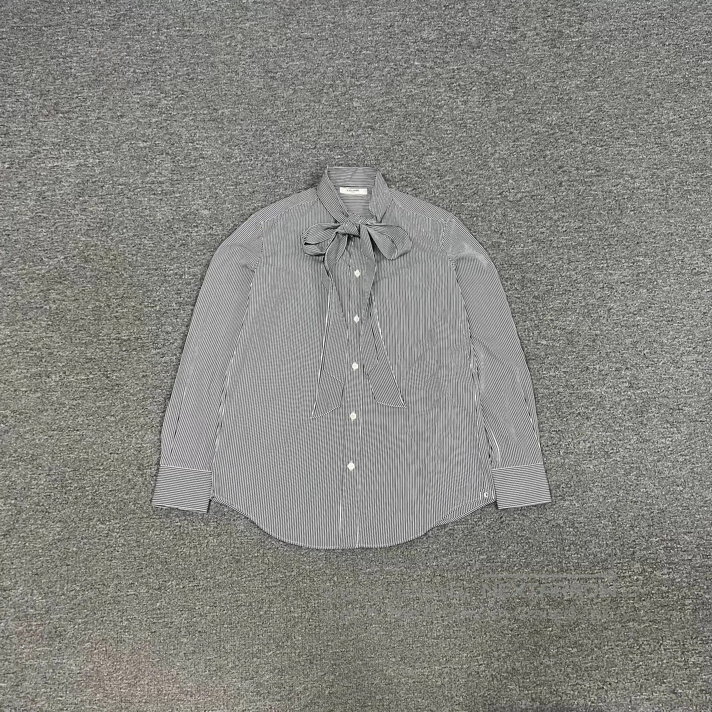 Celine Celine Striped Bow Tie Long Sleeve Shirt. Size XXS / US 00 / IT 34 - 1 Thumbnail