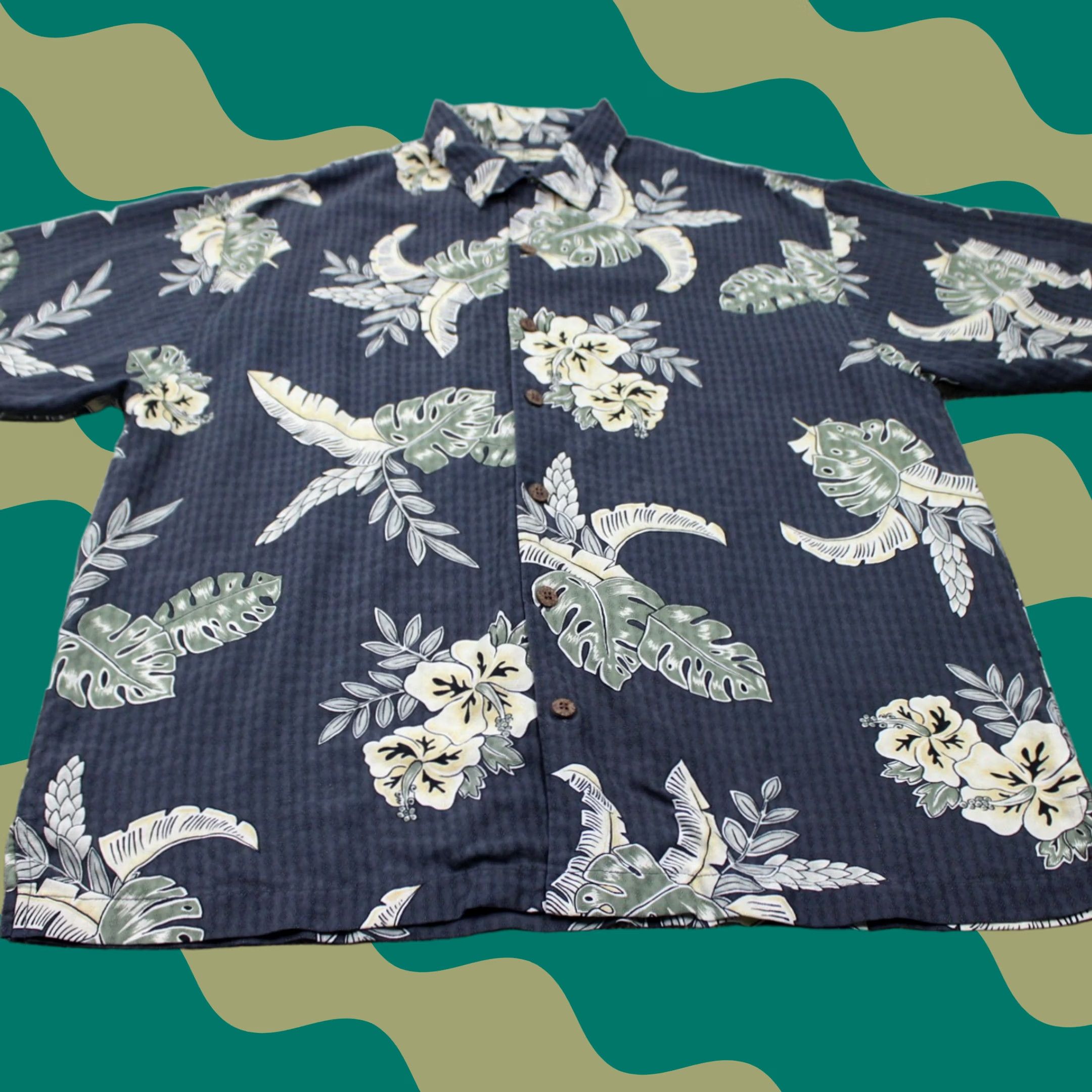 Tommy Bahama Tommy Bahama Button-Up Shirt Men Large Blue Floral Silk 100% Silk Hawaiian Camp S/S Size US L / EU 52-54 / 3 - 1 Thumbnail