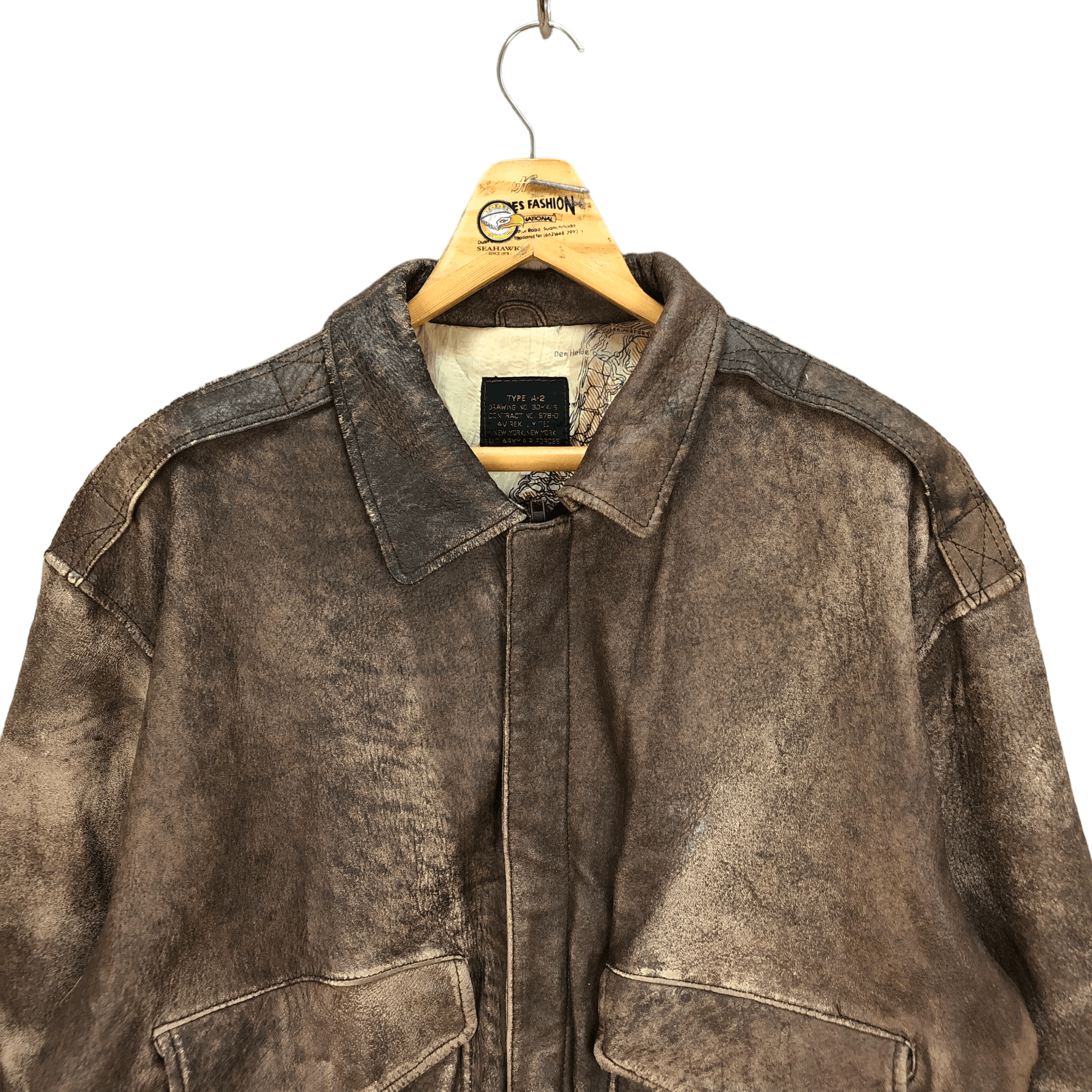 Avirex VINTAGE 80' DRAWING MAP AVIREX LEATHER A2 JACKET #5271-182 Size US M / EU 48-50 / 2 - 2 Thumbnail