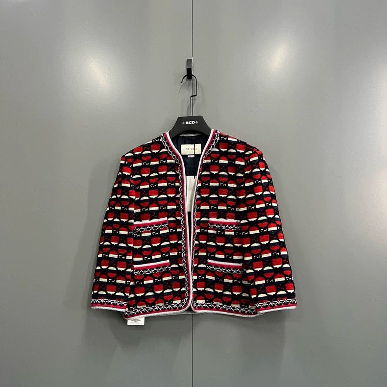 Gucci Gucci Black and red double G knitted short jacket 2501-Next Size US XXS / EU 40 - 1 Thumbnail