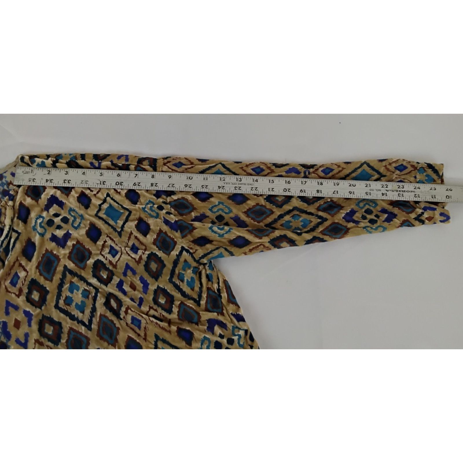 Johnny Was Johnny Was Velvet and Mesh Blouse Top Women's S Tan Blue Size S / US 4 / IT 40 - 9 Thumbnail