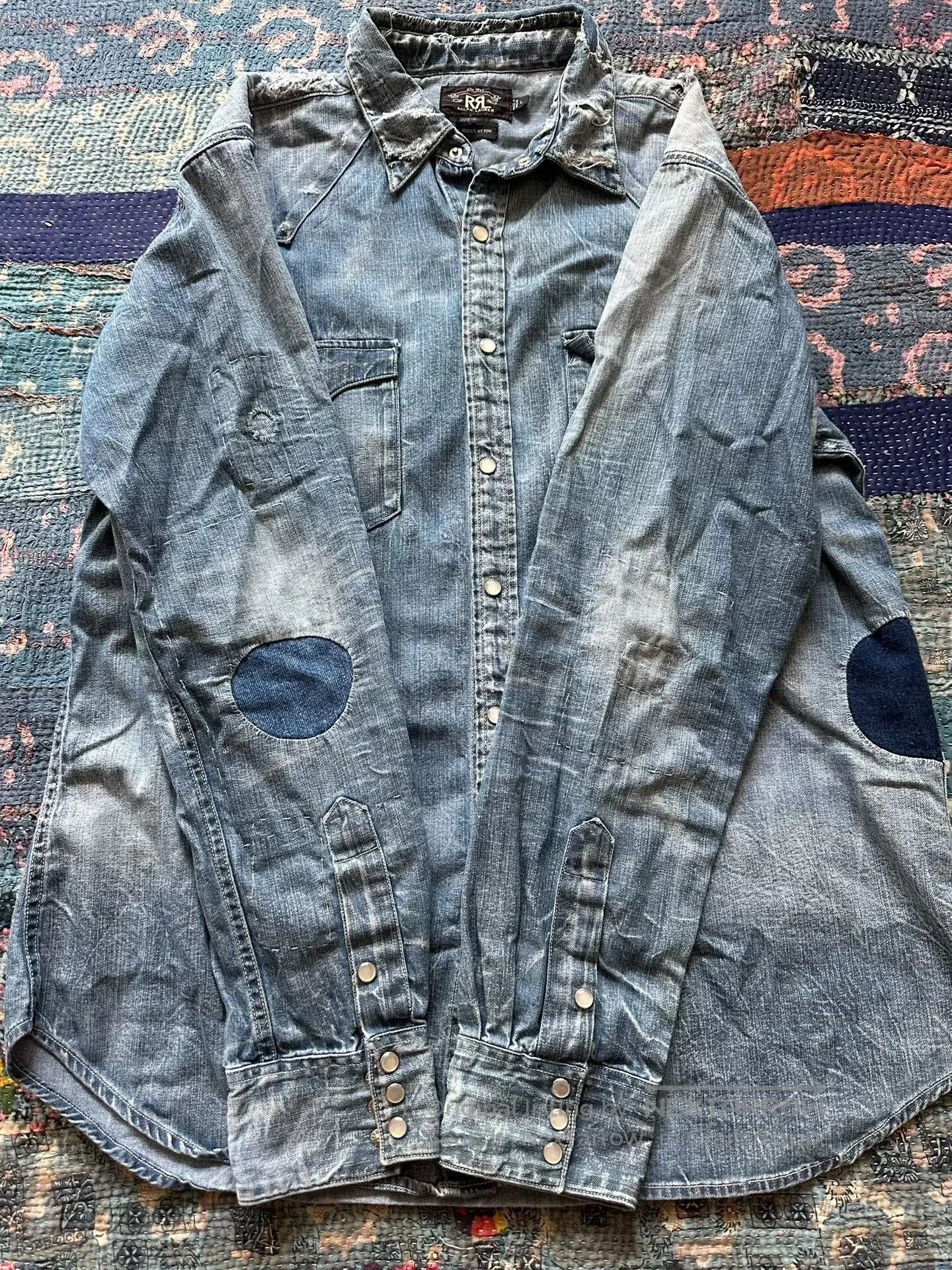 RRL Ralph Lauren vintage rrl western style patched shirt. Size US L / EU 52-54 / 3 - 4 Thumbnail