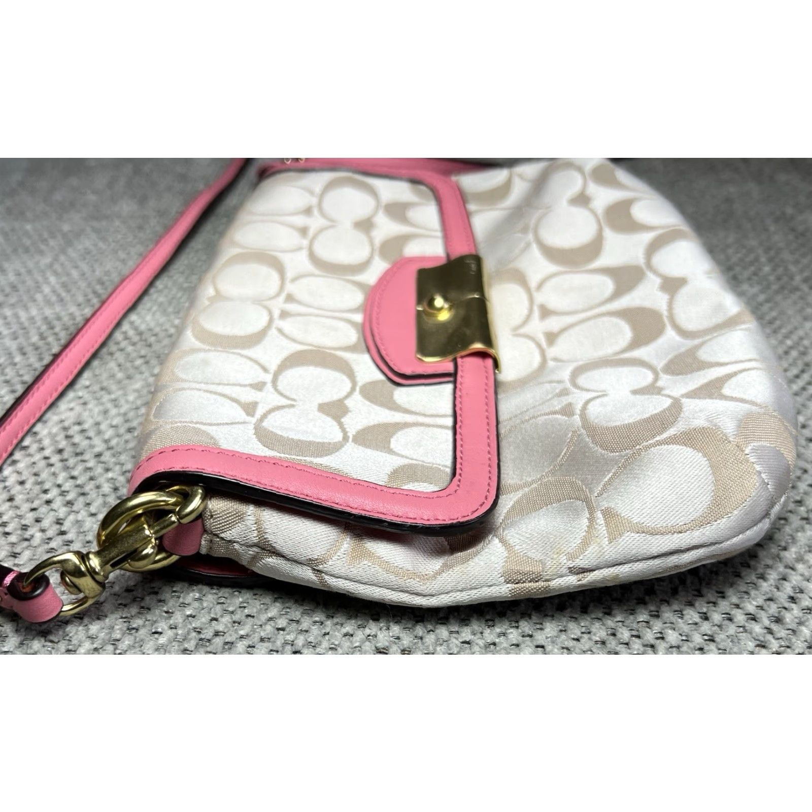Coach Coach Kristin Signature East Crossbody Beige Brass EUC, Women, Adjustable Strap, 7”x9”x1”, 22” strap drop, Crossbody bag, Beige fabric exterior Size ONE SIZE - 3 Thumbnail