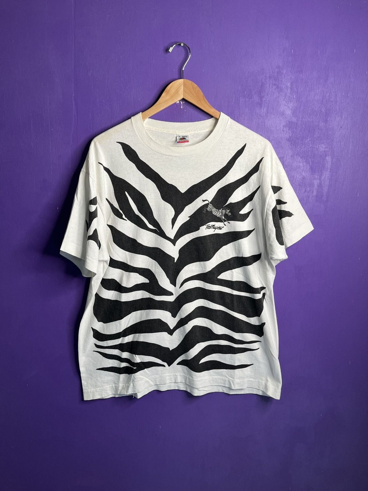 Band Tees × Vintage Vintage 1993 Ted Nugent zebra print AOP tour t-shirt Size US XL / EU 56 / 4 - 1 Thumbnail
