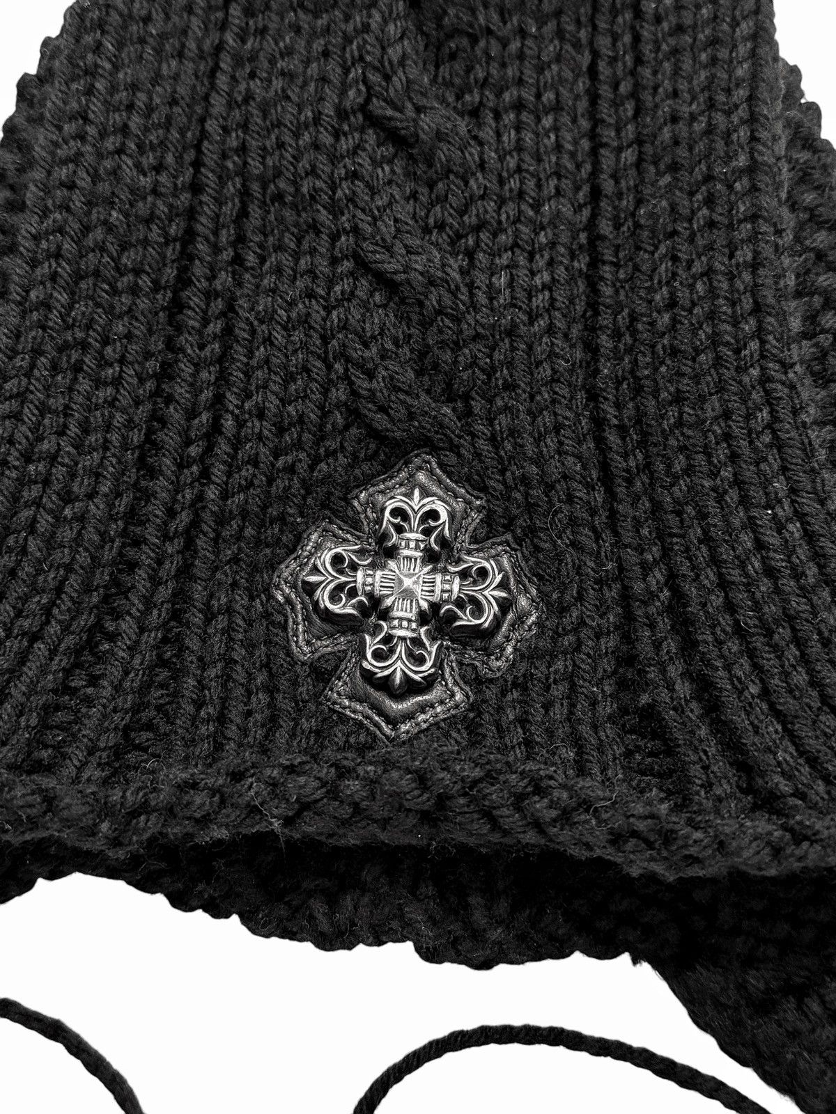 Chrome Hearts RARE Filigree 3rd Eye Silver Cross Patch Pom Beanie Size ONE SIZE - 3 Thumbnail