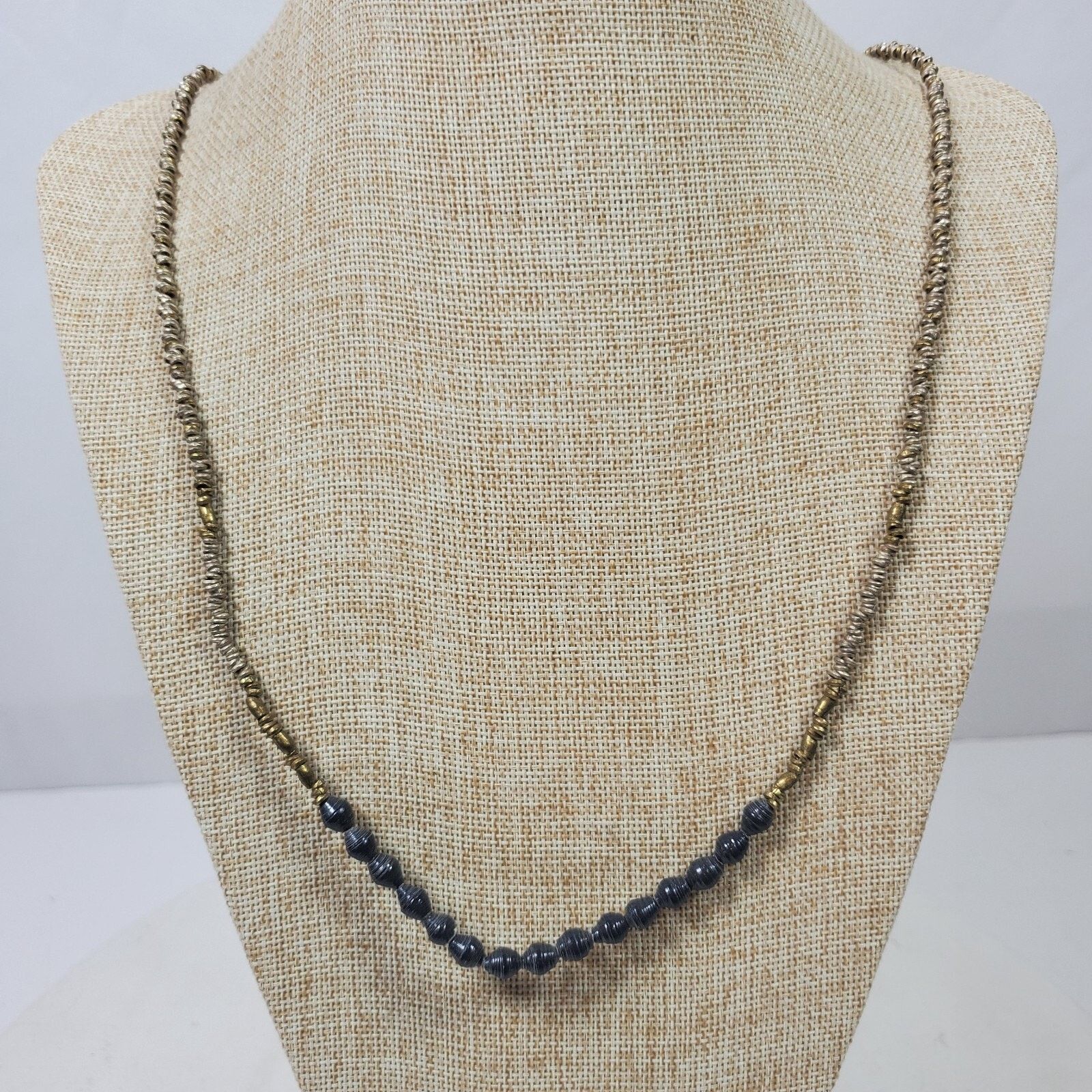 The Unbranded Brand Aeola Necklace Blue Beaded Small Gold Tone Beads 32" Size ONE SIZE - 1 Thumbnail