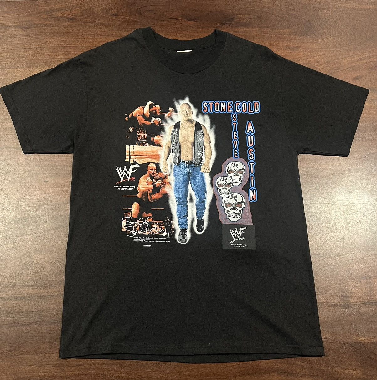 image of Vintage 1998 Stone Cold Steve Austin W/ Voicebox in Black, Men's (Size XL)